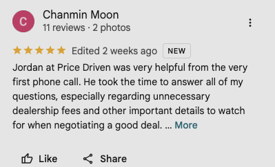 Google review from Chanmin Moon