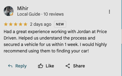 Google review from Mihir