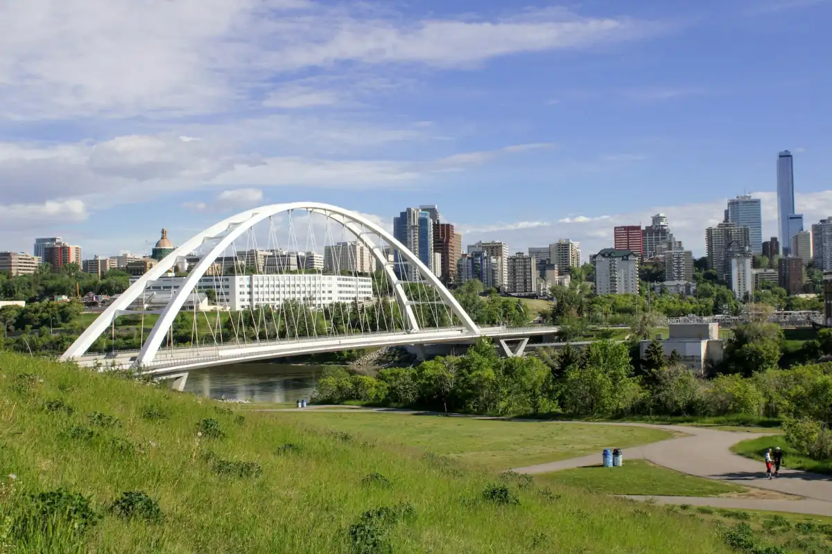 Walterdale Bridge and the downtown Edmonton skyline